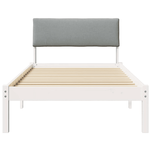 Estrutura de cama de solteiro para adultos Branco e cinza claro 90 x 190 cm