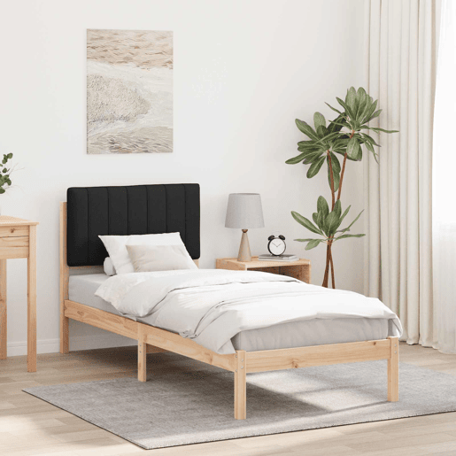 Estrutura de cama de solteiro para adultos com Cabeceira Estofada Preto 80 x 200 cm