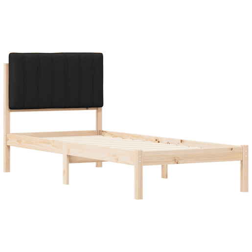 Estrutura de cama de solteiro para adultos com Cabeceira Estofada Preto 80 x 200 cm