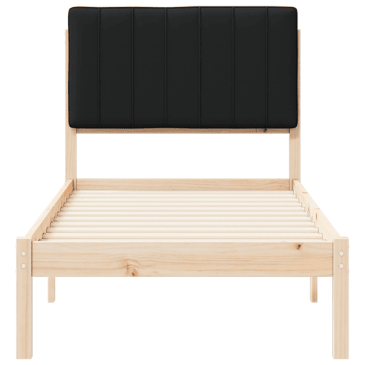 Estrutura de cama de solteiro para adultos com Cabeceira Estofada Preto 80 x 200 cm