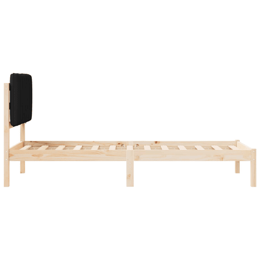 Estrutura de cama de solteiro para adultos com Cabeceira Estofada Preto 80 x 200 cm