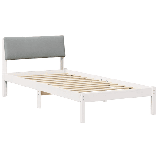 Estrutura de cama de solteiro para adultos Branco e cinza claro 90 x 200 cm