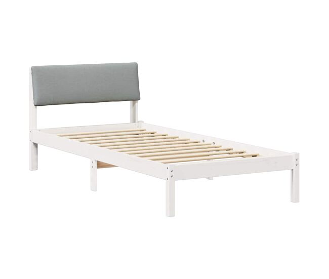 Estructura de cama simple para adultos con cabecera - y gris claro 90 x 200 cm