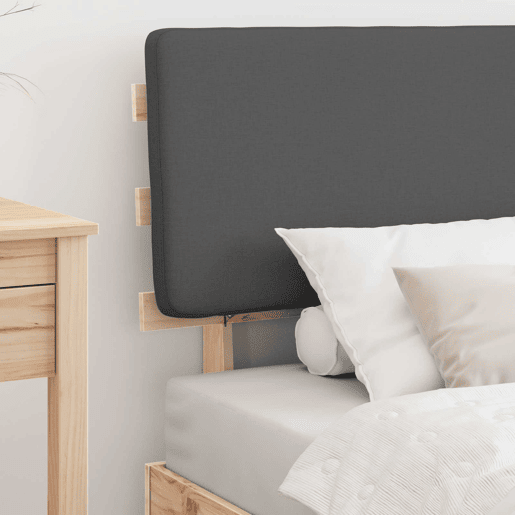 Estrutura de cama de solteiro para adultos com Cabeceira Estofada Cinza Escuro