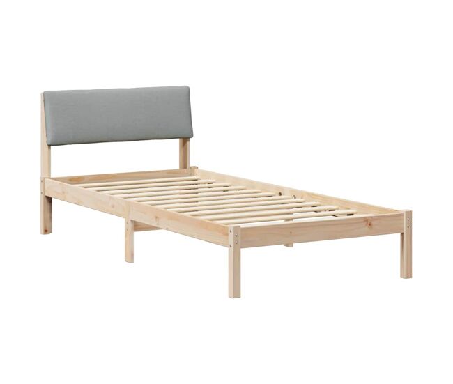 Estructura de cama simple para adultos con cabecera - marrón y gris claro 90 x 200 cm