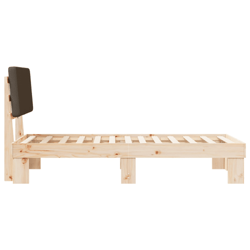 Estrutura de cama de solteiro Design com Cabeceira Estofada Cinzento-acastanhado