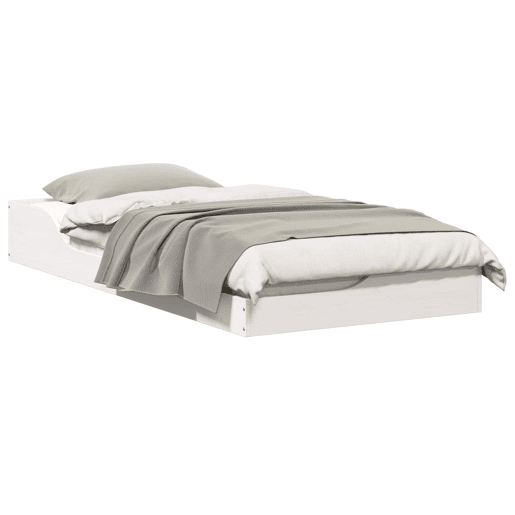 Estrutura de cama de solteiro para adultos - Branco 90 x 190 cm Madeira de Pinheiro Sólida