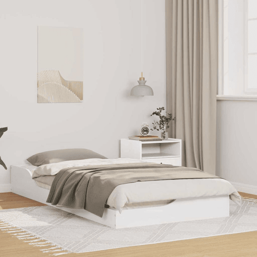 Estrutura de cama de solteiro para adultos - Branco 90 x 190 cm Madeira de Pinheiro Sólida
