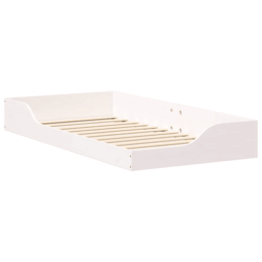 Estrutura de cama de solteiro para adultos - Branco 90 x 190 cm Madeira de Pinheiro Sólida