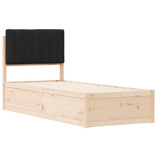 Estrutura de cama de solteiro para adultos com Cabeceira Estofada Preto 75 x 190 cm