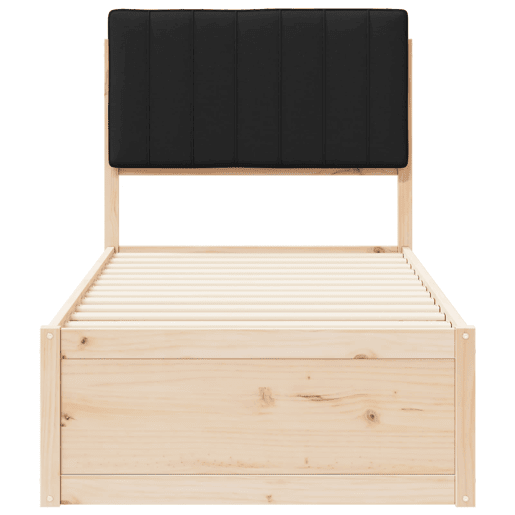 Estrutura de cama de solteiro para adultos com Cabeceira Estofada Preto 75 x 190 cm