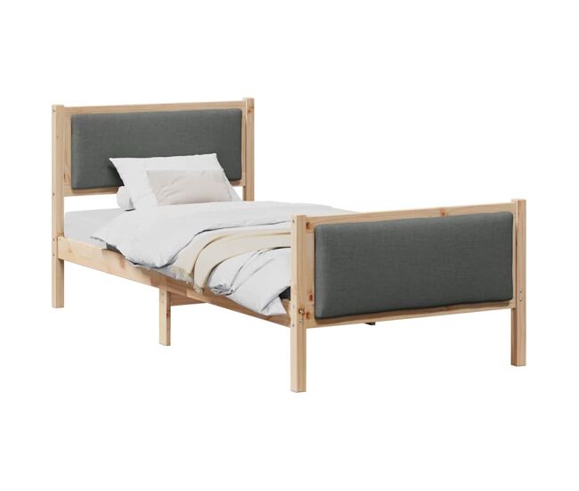 Estructura de cama individual para adultos con cabecera - gris oscuro 90 x 200 cm tela