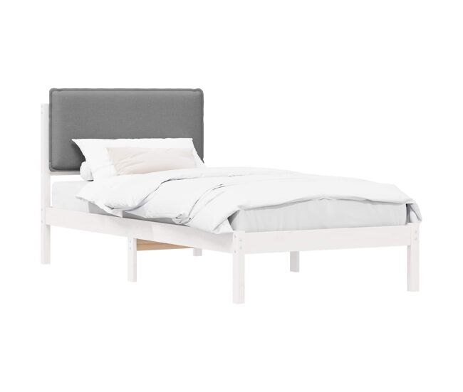 Estructura de cama simple para adultos con cabecera - tapizada gris claro 90 x 200 cm