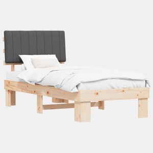 Estrutura de cama de solteiro para adultos com Cabeceira Estofada Cinza Escuro