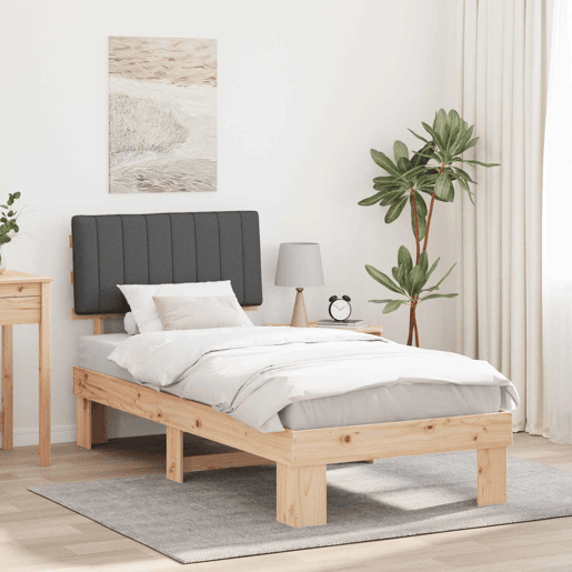 Estrutura de cama de solteiro para adultos com Cabeceira Estofada Cinza Escuro