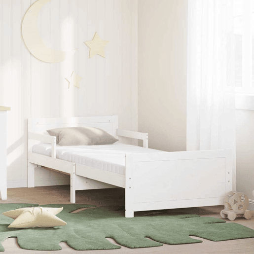 Estrutura de cama de solteiro para adultos - Branco 80 x 200 cm Madeira de Pinheiro Sólida