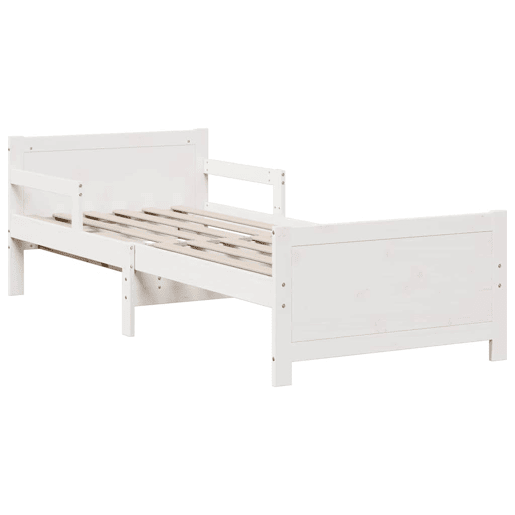 Estrutura de cama de solteiro para adultos - Branco 80 x 200 cm Madeira de Pinheiro Sólida