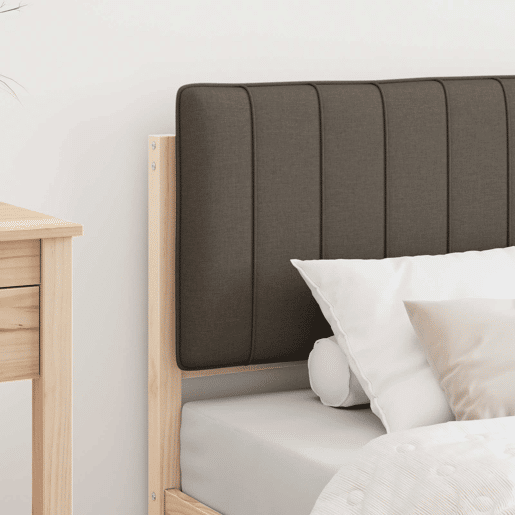 Estrutura de cama de solteiro Design com Cabeceira Estofada Cinzento-acastanhado