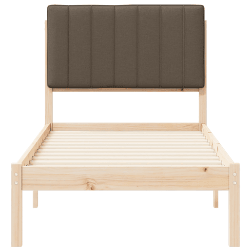 Estrutura de cama de solteiro Design com Cabeceira Estofada Cinzento-acastanhado