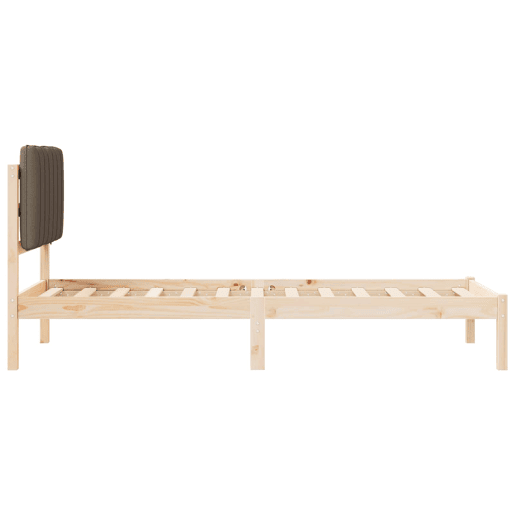 Estrutura de cama de solteiro Design com Cabeceira Estofada Cinzento-acastanhado