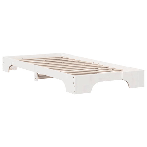 Estrutura de cama de solteiro para adultos - Branco 90 x 190 cm Madeira de Pinheiro Sólida