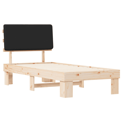 Estrutura de cama de solteiro para adultos com Cabeceira Estofada Preto 90 x 190 cm