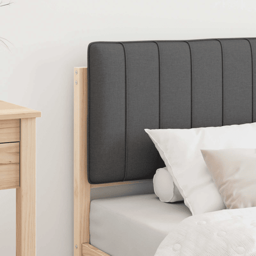 Estrutura de cama de solteiro para adultos com Cabeceira Estofada Cinza Escuro