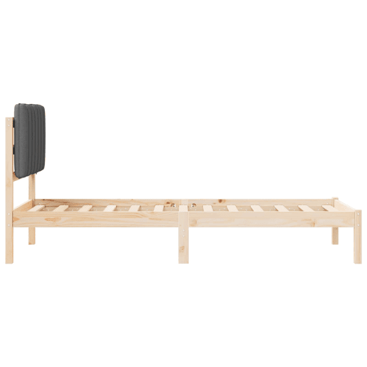 Estrutura de cama de solteiro para adultos com Cabeceira Estofada Cinza Escuro
