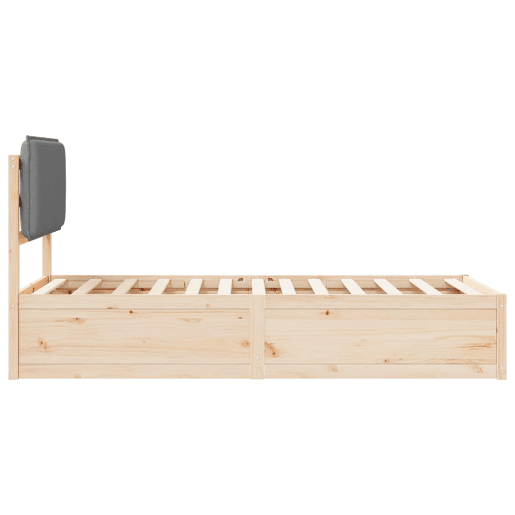 Estrutura de cama de solteiro simple com Cabeceira Estofada Cinzento-claro