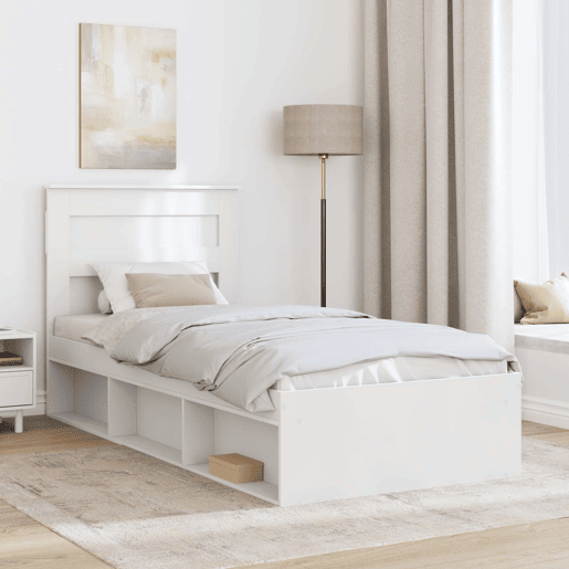 Estrutura de cama de solteiro para adultos - Branco 75 x 190 cm Madeira de Pinheiro Sólida