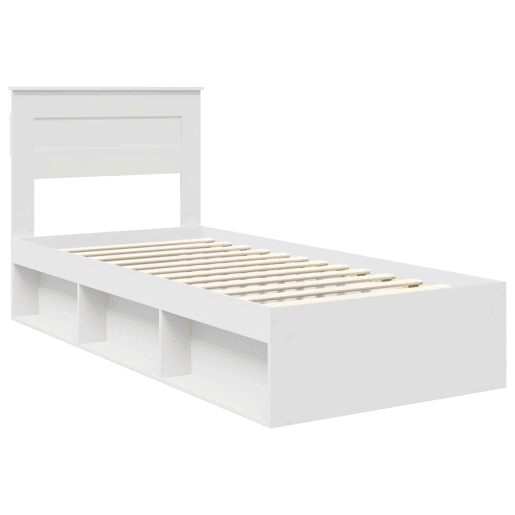 Estrutura de cama de solteiro para adultos - Branco 75 x 190 cm Madeira de Pinheiro Sólida