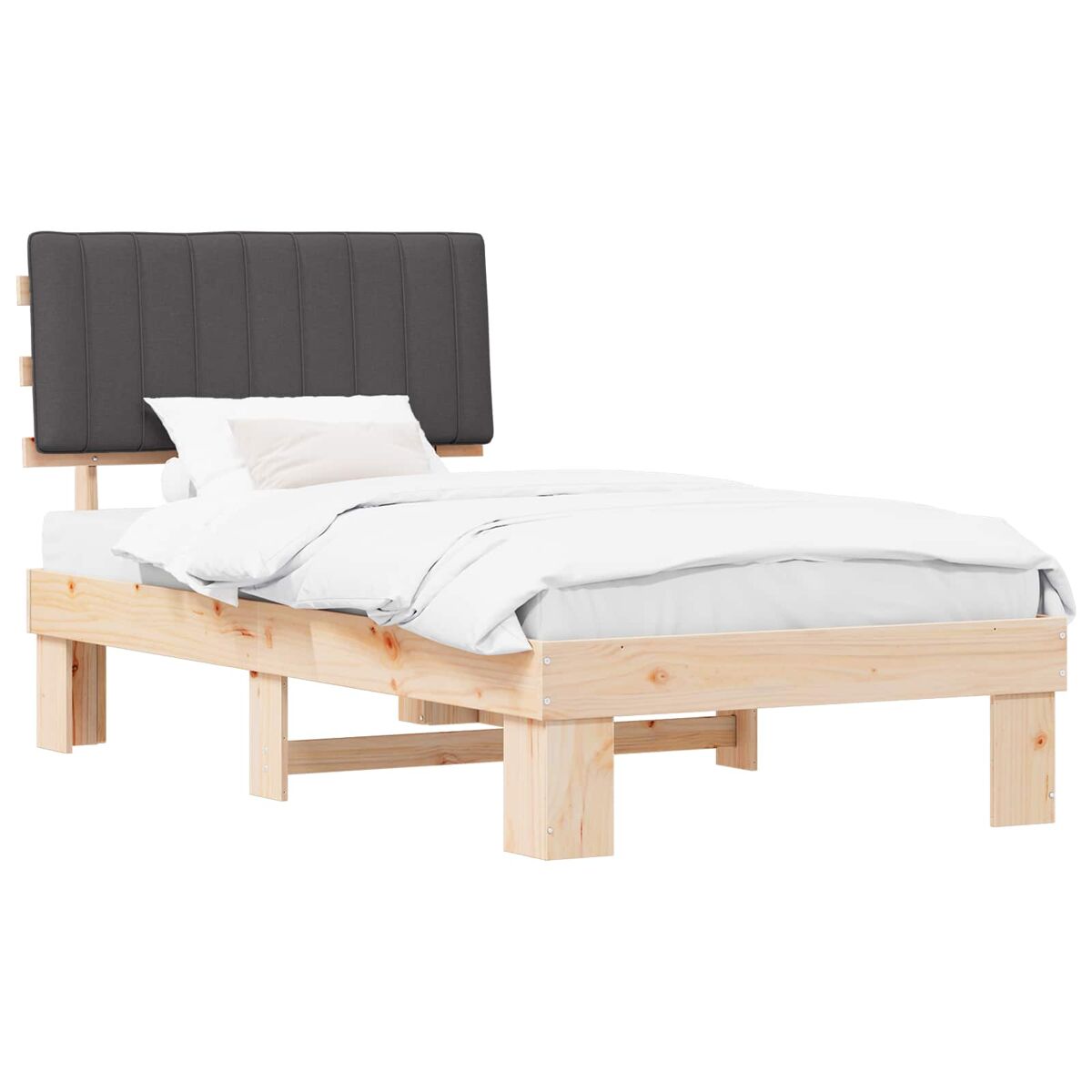 Estructura de cama simple para adultos 103x211 Madera/ Gris Oscuro