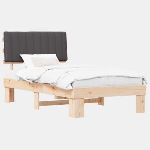 Estrutura de cama de solteiro para adultos com Cabeceira Estofada Cinza Escuro