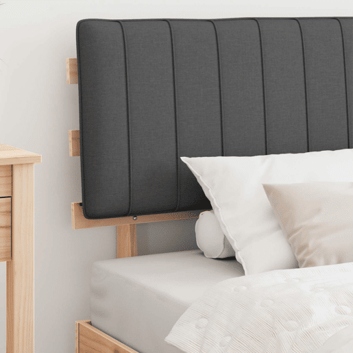Estrutura de cama de solteiro para adultos com Cabeceira Estofada Cinza Escuro