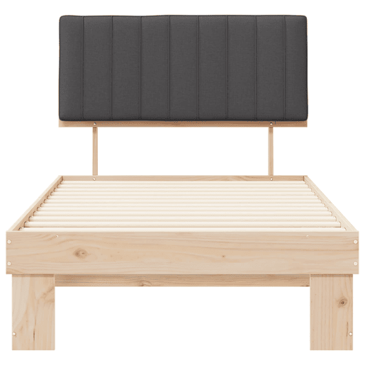 Estrutura de cama de solteiro para adultos com Cabeceira Estofada Cinza Escuro