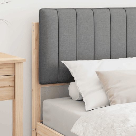 Estrutura de cama de solteiro simple com Cabeceira Estofada Cinzento-claro