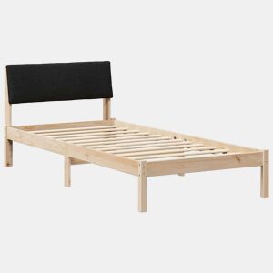 Estrutura de cama de solteiro simple com cabeceira - Castanho e preto 90 x 190 cm