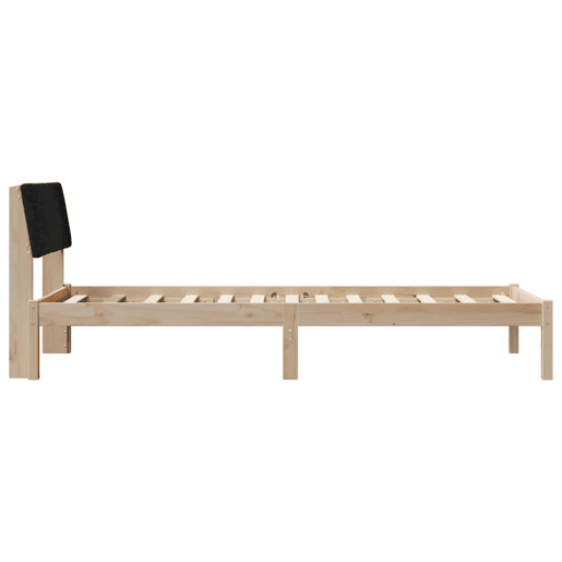 Estrutura de cama de solteiro simple com cabeceira - Castanho e preto 90 x 190 cm