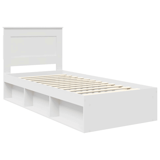Estrutura de cama de solteiro para adultos - Branco 75 x 190 cm Madeira de Pinheiro Sólida