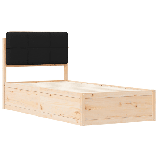Estrutura de cama de solteiro para adultos com Cabeceira Estofada Preto 90 x 190 cm