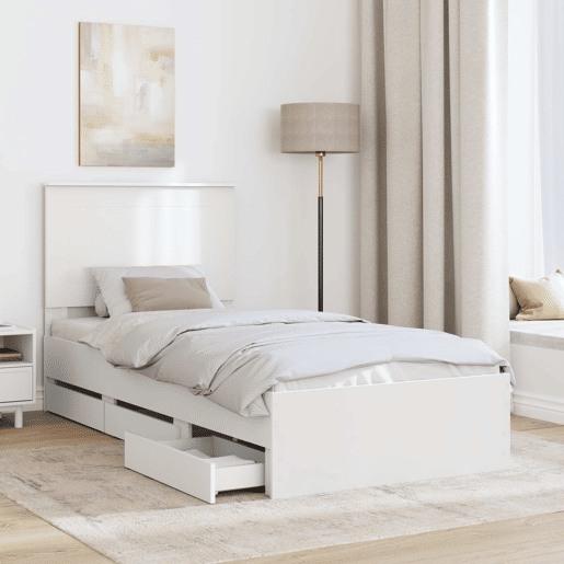 Estrutura de cama de solteiro para adultos Branco 75 x 190 cm Madeira de Engenharia