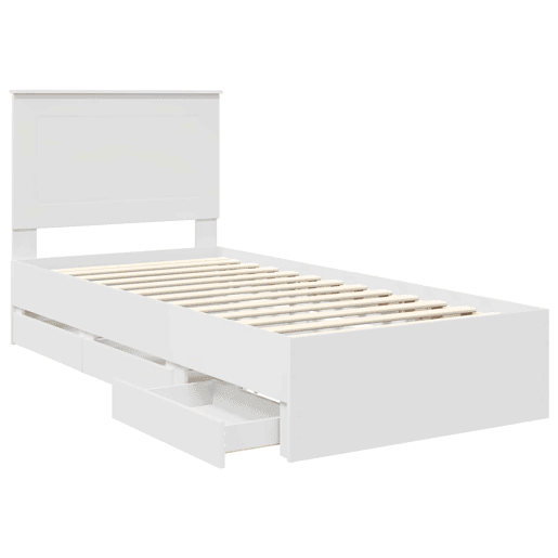 Estrutura de cama de solteiro para adultos Branco 75 x 190 cm Madeira de Engenharia