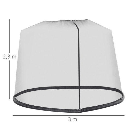 Outsunny Rede Mosquiteira para Chapéus de Sol de Jardim Ø3m Cobertura de Rede de Chapéu de Sol com Zíper e Tubo Enchido com Água para Terraço Balcão Exterior Preto