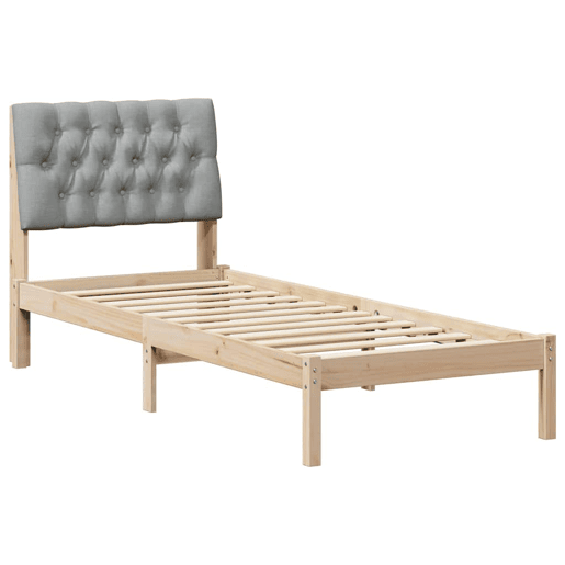 Estrutura de cama de solteiro para adultos com Cabeceira Estofada Castanho 75 x 190 cm