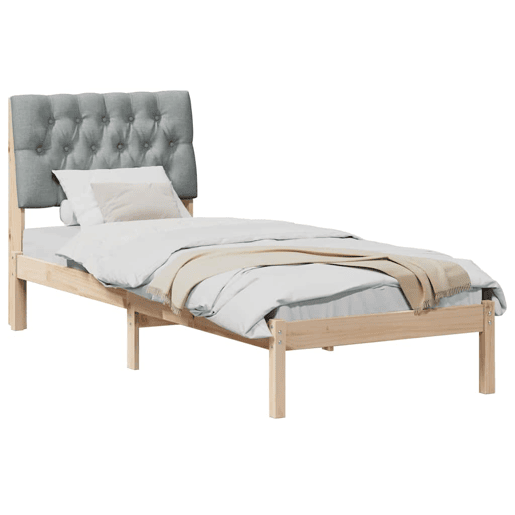 Estrutura de cama de solteiro para adultos com Cabeceira Estofada Castanho 75 x 190 cm