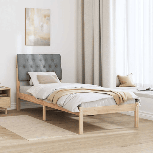 Estrutura de cama de solteiro para adultos com Cabeceira Estofada Castanho 75 x 190 cm