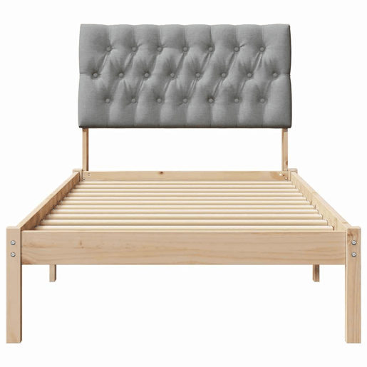Estrutura de cama de solteiro para adultos com Cabeceira Estofada Castanho 75 x 190 cm