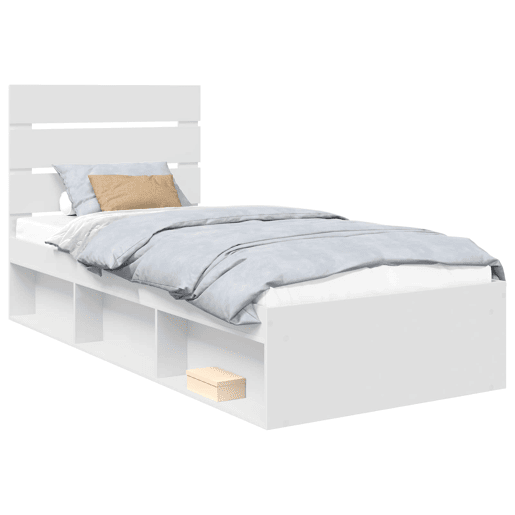 Estrutura de cama de solteiro para adultos - Branco 75 x 190 cm Madeira de Pinheiro Sólida