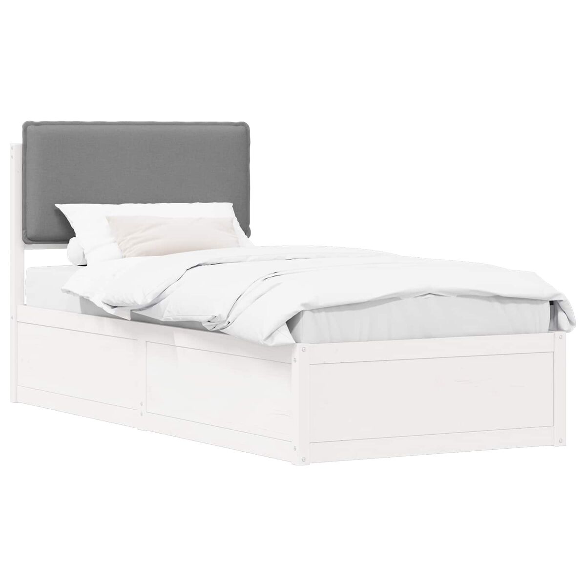 Estructura de cama simple para adultos 85x205 Blanco/ Gris Claro