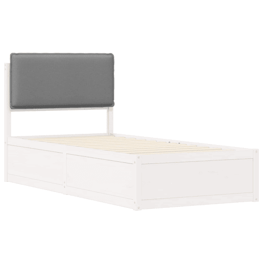 Estrutura de cama de solteiro simple com Cabeceira Estofada Cinzento-claro